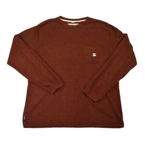 Jetty Marine Supply Co Mens Rust Brown Cotton Textured Knit Pocket Sweater L